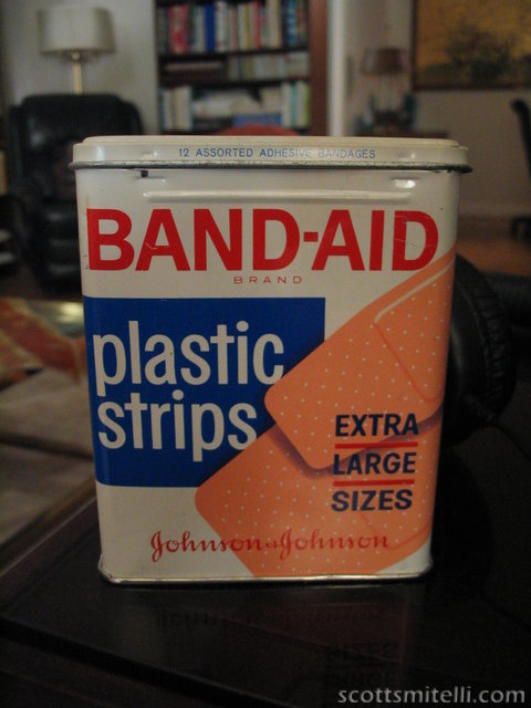 The bandages inside were quite aged.
