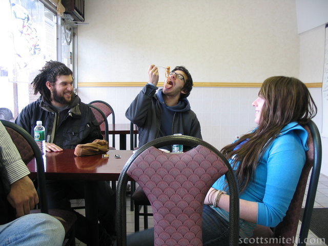 Breaking for lunch and extremely well-timed photos
