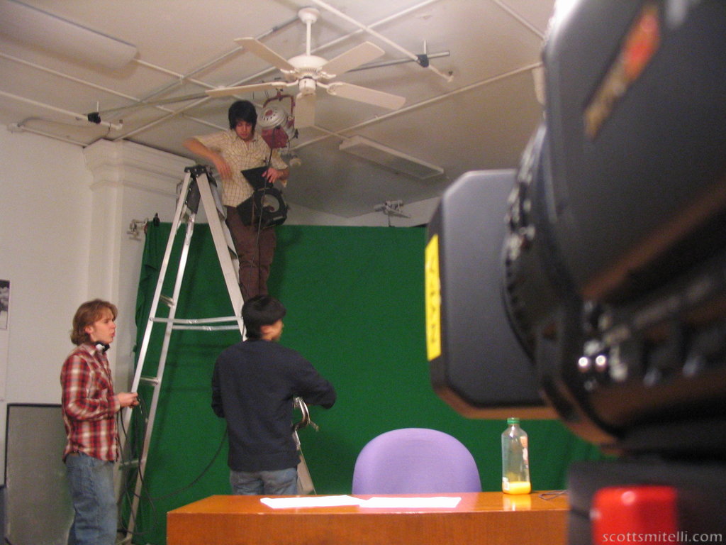 Oh yeah, we decided to use a green screen, because we couldn't get into a real office building.