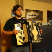 Darrell has an accordion.