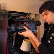Andres prepares the camera for the first shot...