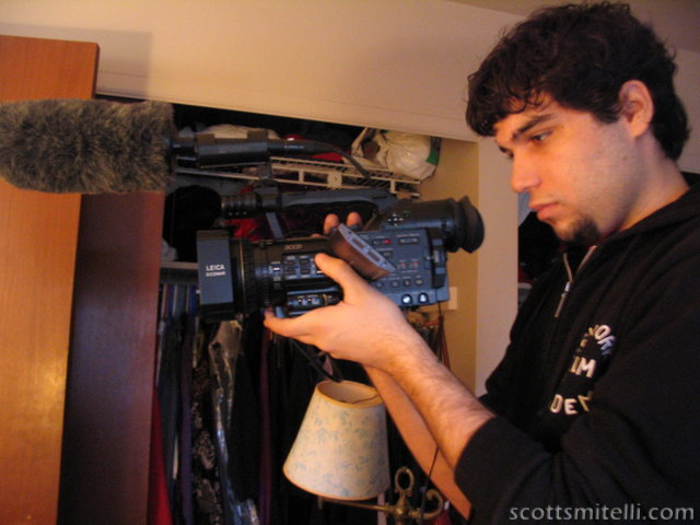 Andres prepares the camera for the first shot...