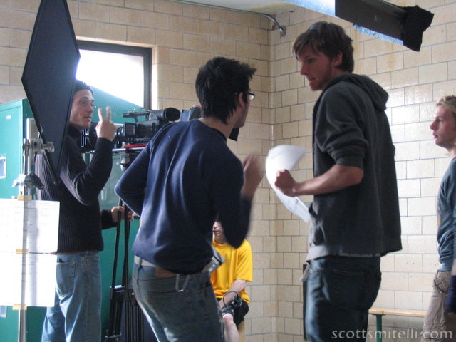 Dan converses with the camera department.