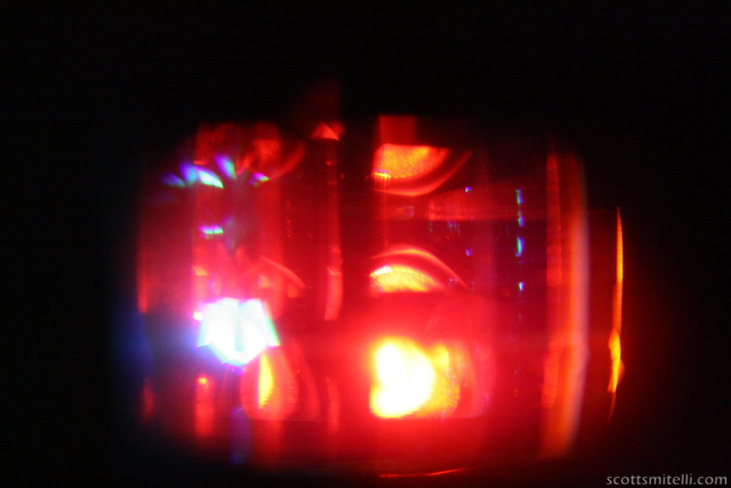 Flashlight viewed through the color wheel.