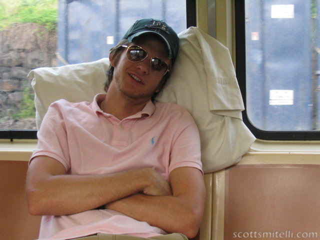 Dan takes a nap on the PATH train