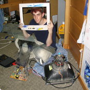 Mike with the tattered remains of his monitor