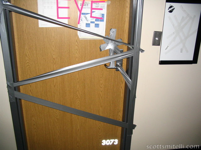The taped door handle