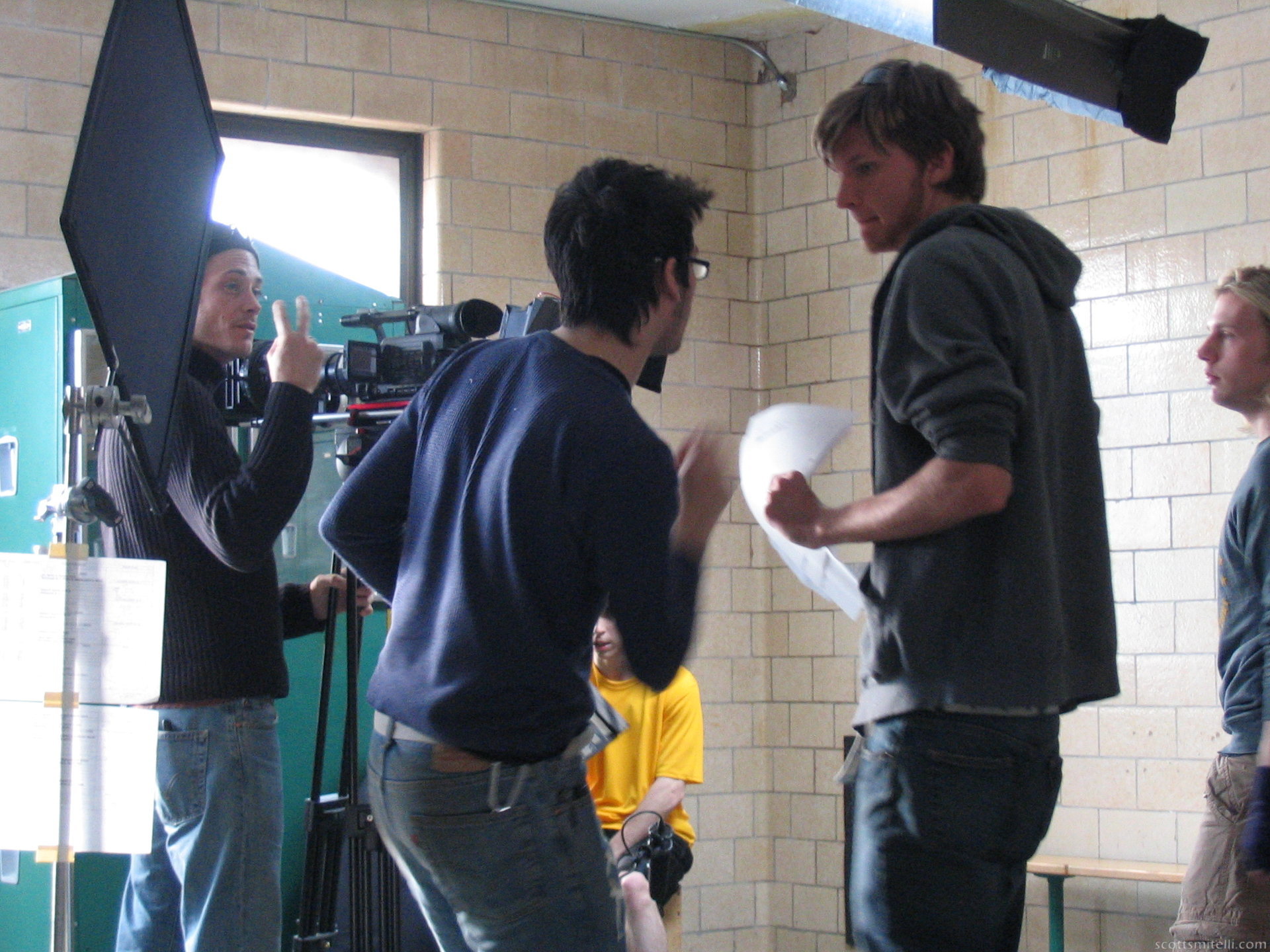 Dan converses with the camera department.